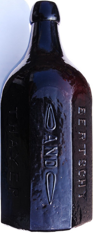 Black Glass Sheboygan mineral water bottle