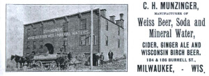 C.H. Munzinger manufacturer of Weiss beer, soda and mineral  water