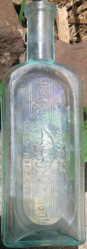 Badger embossed Wisconsin Medicine bottle