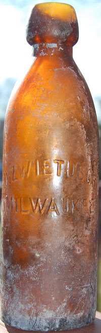 O. Zwietusch Amber antique Milwaukee Blob soda bottle