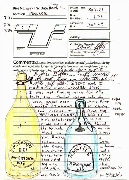 S.M Eaton Yellow Quart Applied blob soda or beer bottle and H. Michels bottle